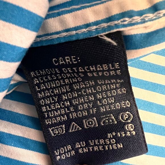 Ralph Lauren Sport Women 8 Blue Stripe Short Sleeve Top Button Front Top Classic - Picture 11 of 11